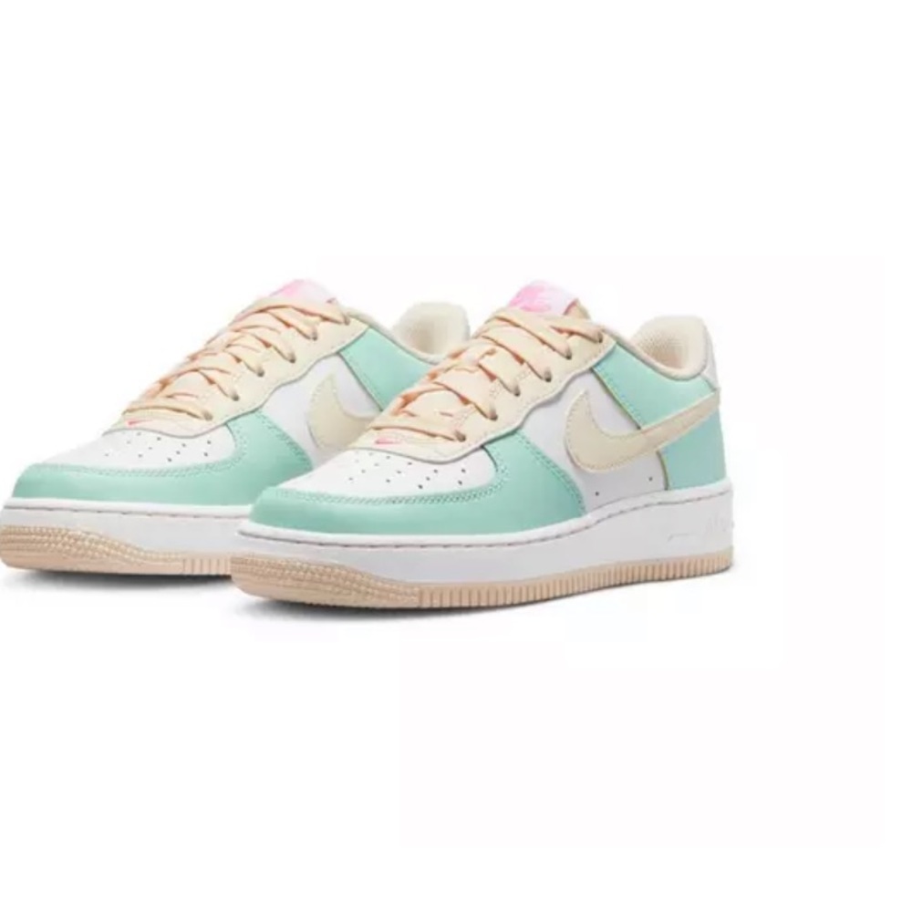Nike Air Force 1 "Jade Ice/Guava Ice/White/Pink/Spell" Grade School Girls' Shoe